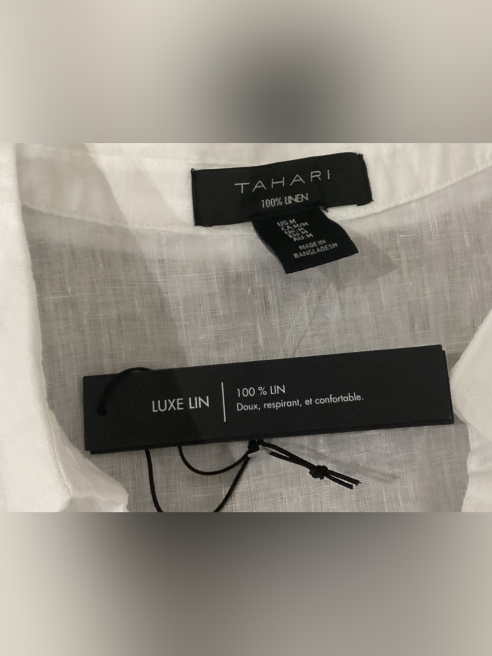 Tahari White Linen Button-Side Tunic NWT Women’s Size Medium - Picture 5 of 11